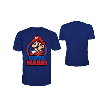 Super Mario Bros: Camiseta - Mario - Azul Marino (Talla L)